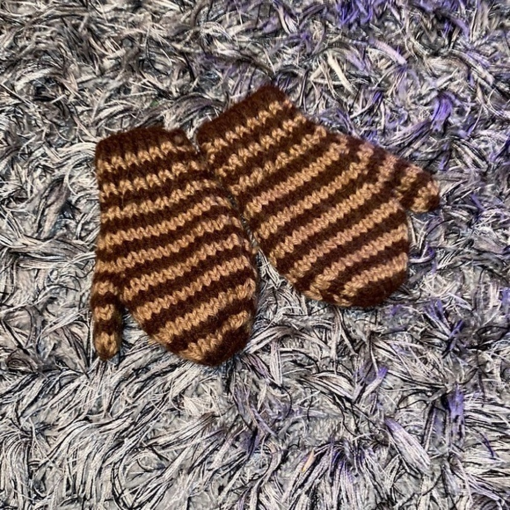 Hand crochet little boy mittens one size.